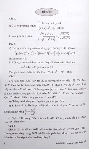 66 đề thi chuyên toán 9 vào 10 - trường chuyên, lớp chuyên
