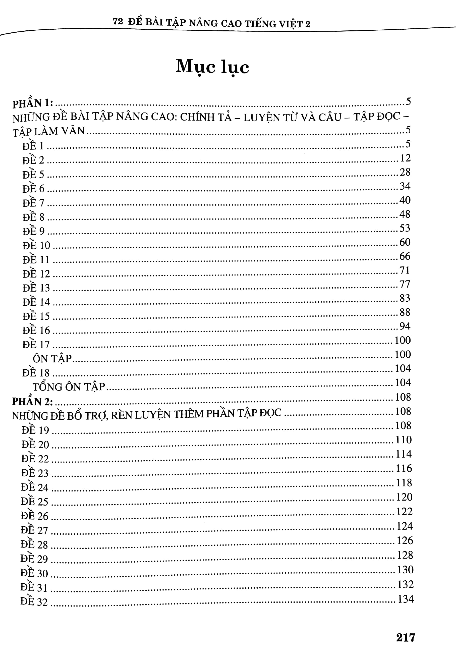 72 đề bài tập nâng cao tiếng việt lớp 2