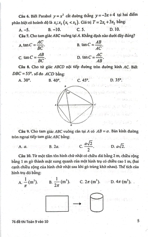 76 đề thi toán 9 vào lớp 10 (đại trà, không chuyên)