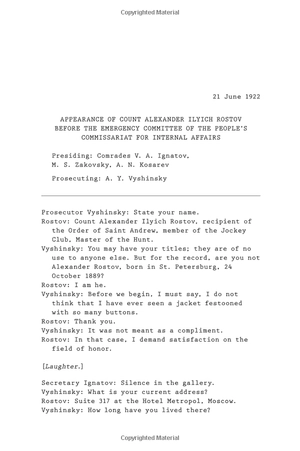 a gentleman in moscow