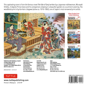 a japanese garden in summertime - 1000 piece jigsaw puzzle: a scene from the tale of genji, woodblock print (finished size 24 in x 18 in)