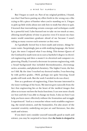 a mind for numbers: how to excel at math and science (even if you flunked algebra)