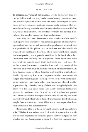 a mind for numbers: how to excel at math and science (even if you flunked algebra)