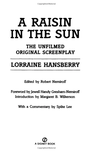 a raisin in the sun: the unfilmed original screenplay (plume)