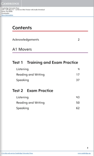 a1 movers mini trainer with audio download