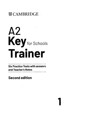 a2 key for schools trainer 1 for the revised 2020 exam six practice test with answers and teacher's notes with downloadable audio