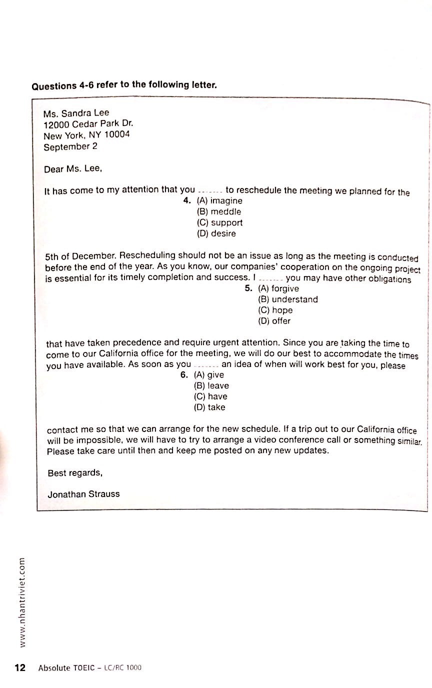 absolute toeic lc/rc 1000 (kèm cd)