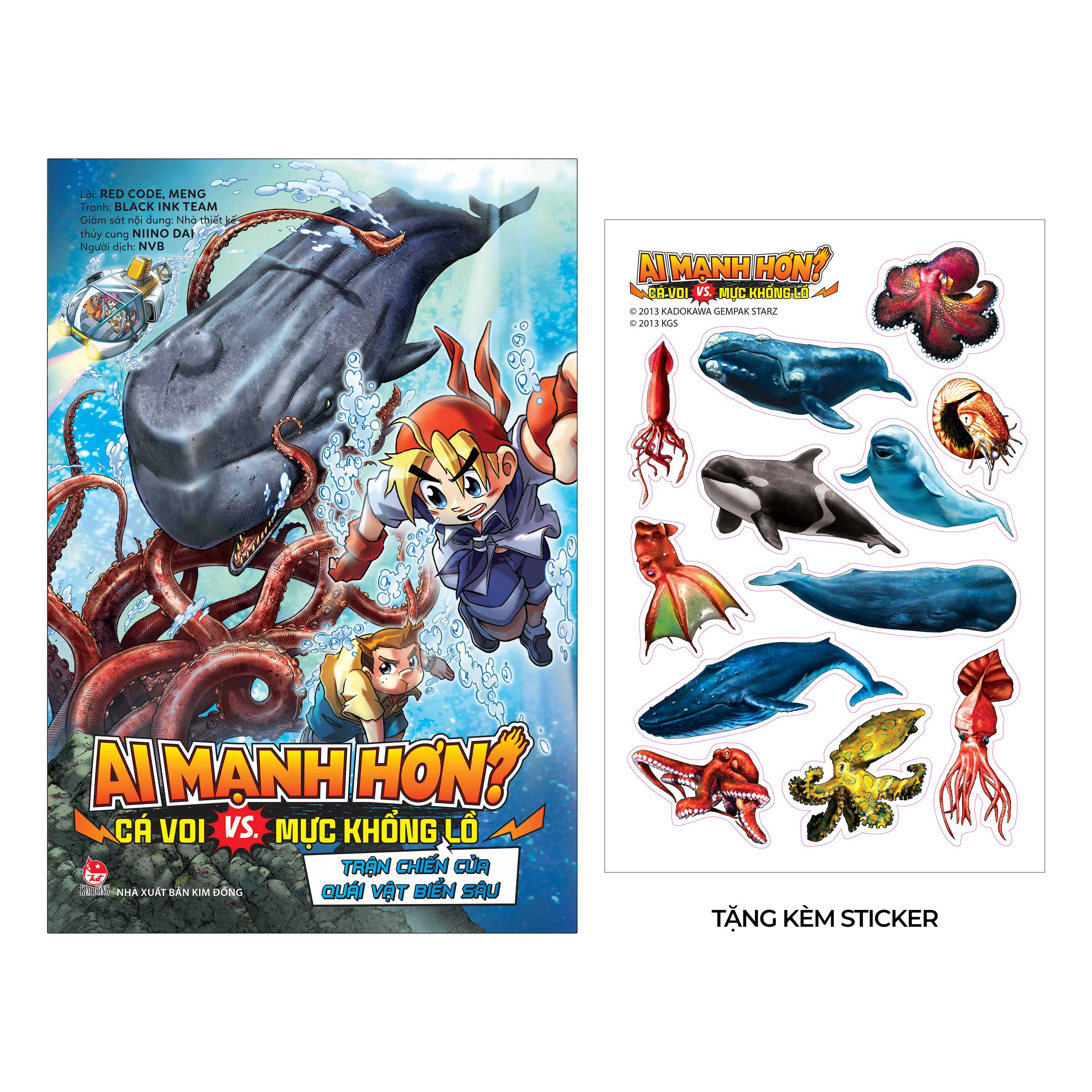 ai mạnh hơn? - cá voi vs. mực khổng lồ - trận chiến của quái vật biển sâu - tặng kèm sticker