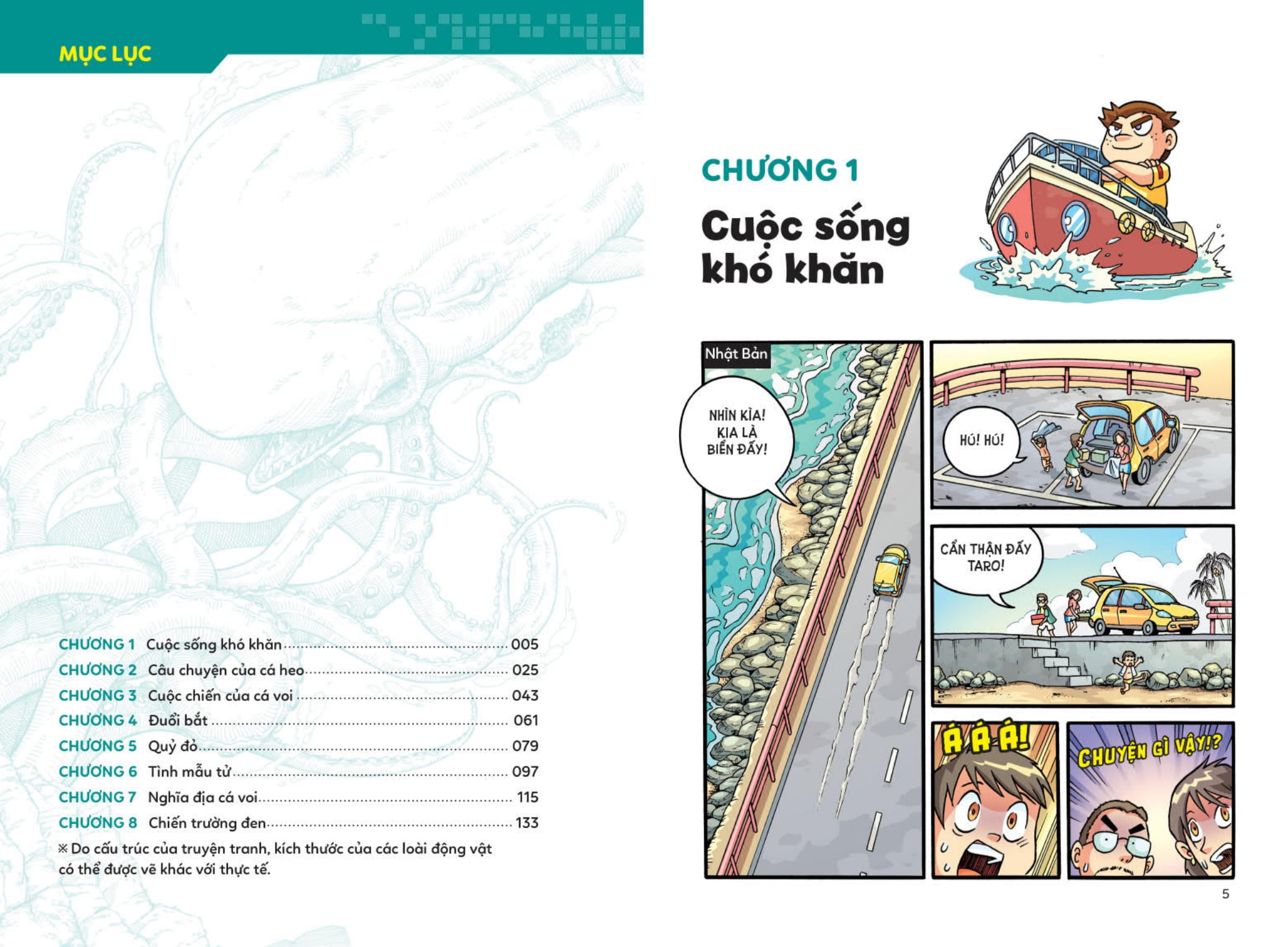 ai mạnh hơn? - cá voi vs. mực khổng lồ - trận chiến của quái vật biển sâu - tặng kèm sticker