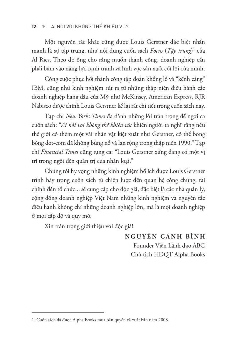ai nói voi không thể khiêu vũ - phương pháp quản trị và điều hành những công ty khổng lồ nhưng rất linh hoạt