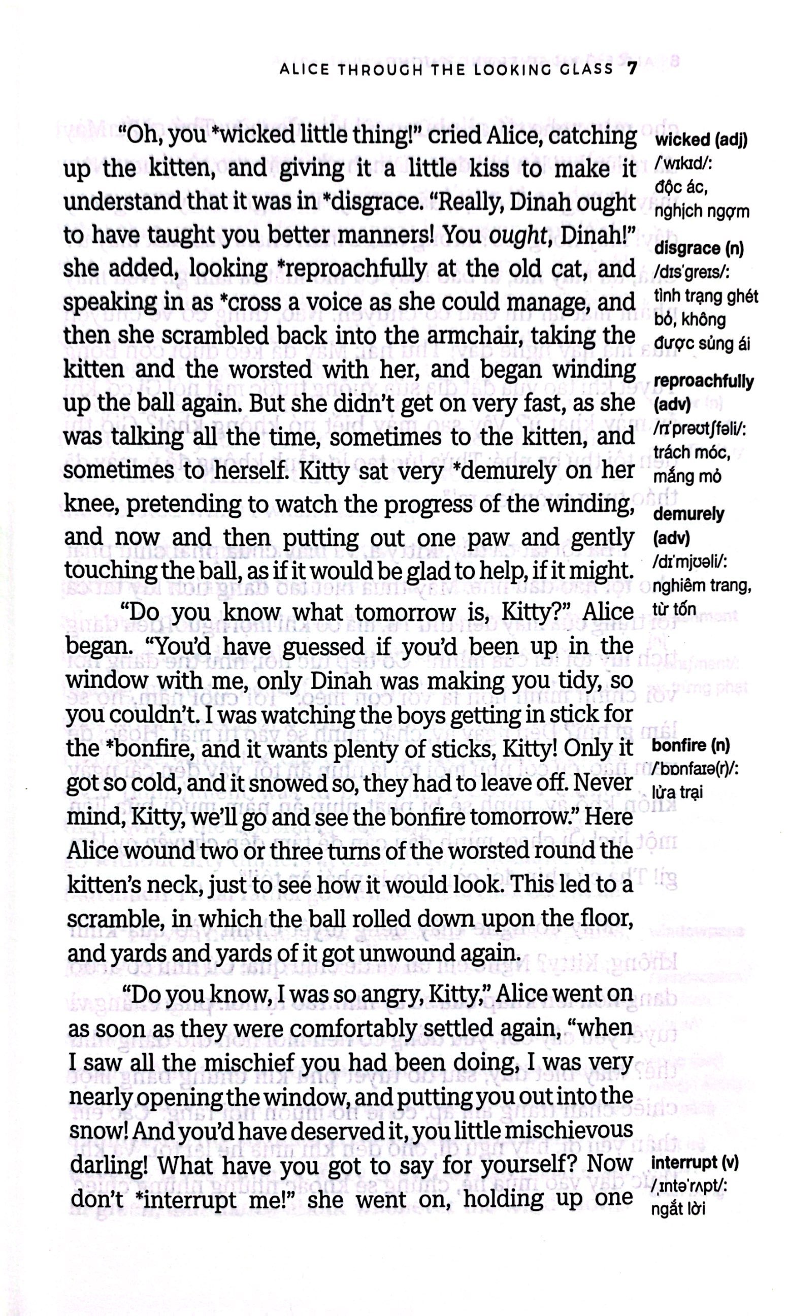 alice ở xứ sở trong gương - song ngữ