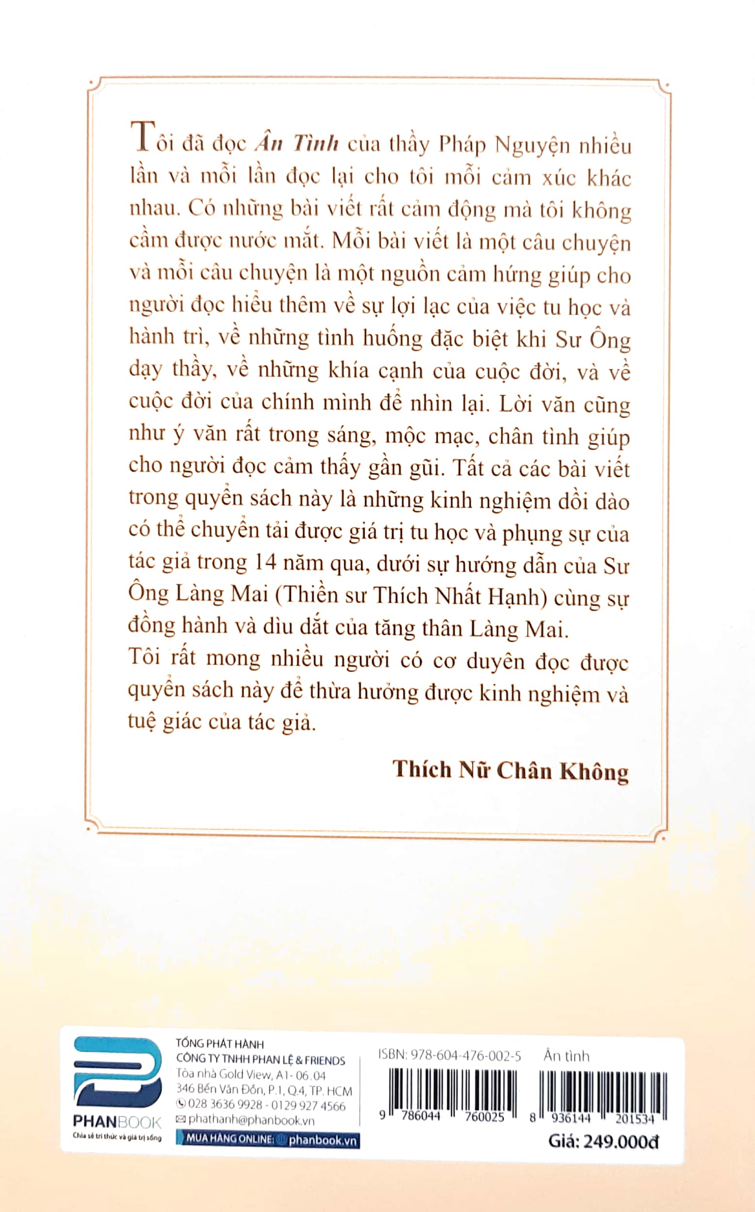 ân tình - tu học theo con đường của thiền sư thích nhất hạnh