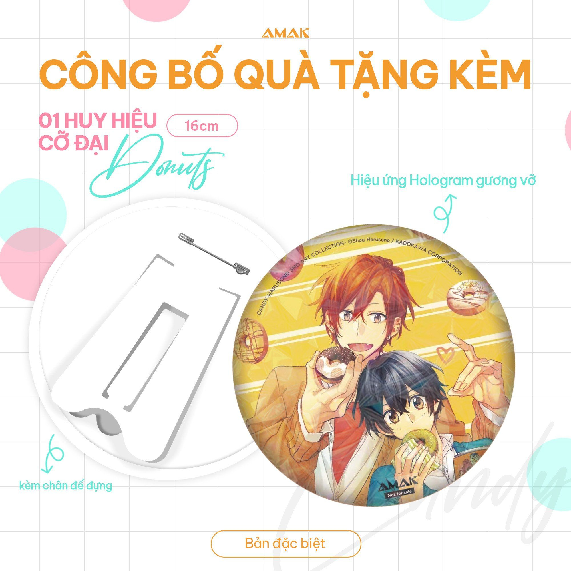 artbook candy - shou harusono art collection - bản đặc biệt - tặng kèm pop-up card tuổi thanh xuân + giá đỡ điện thoại forever youth + set 4 postcard sweet memories + clearfile đôi day and night a4 + poster a3 taisho + huy hiệu siêu cực đại donuts