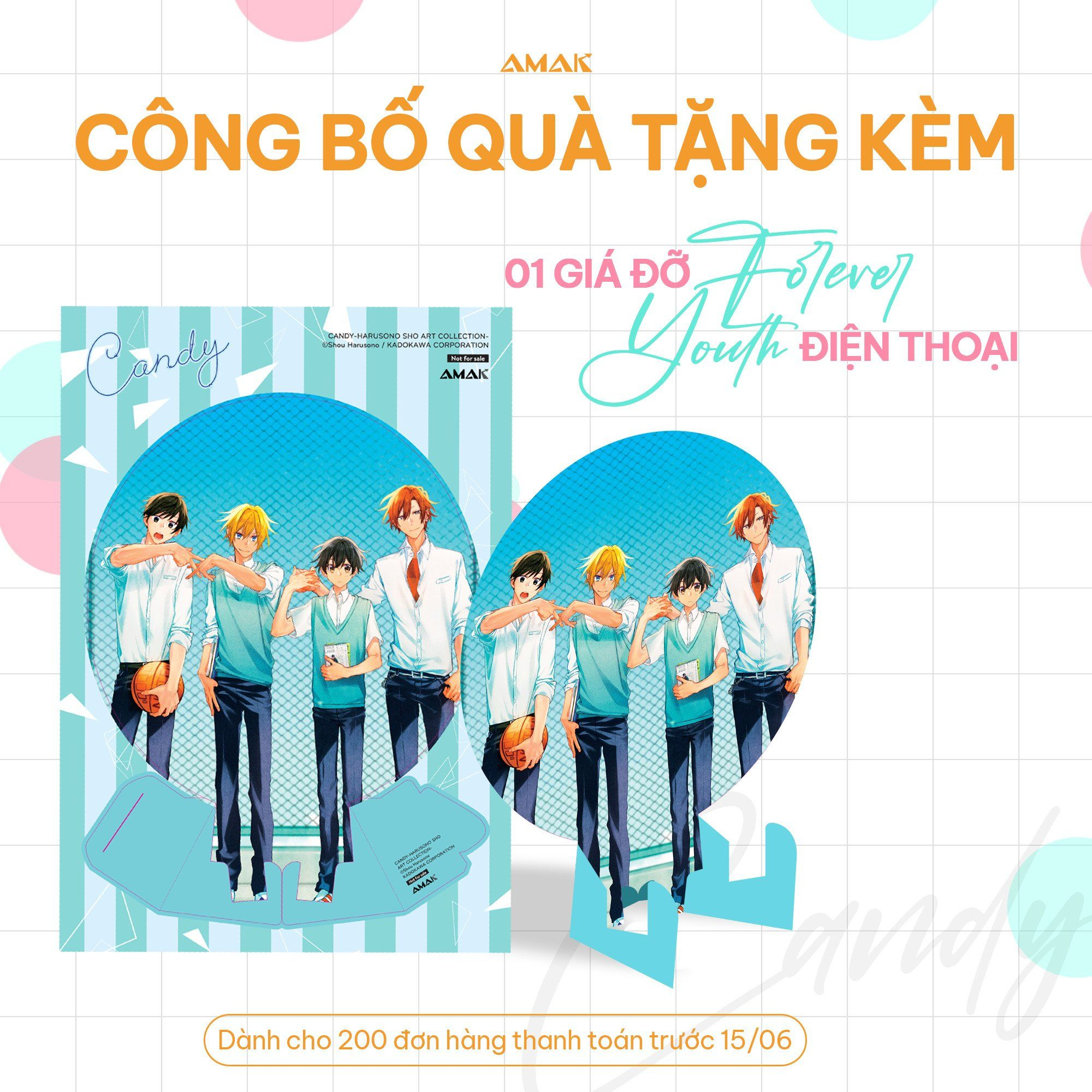 artbook candy - shou harusono art collection - tặng kèm pop-up card tuổi thanh xuân + giá đỡ điện thoại forever youth
