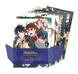 artbook horimiya - album tốt nghiệp - bìa cứng - bản boxset sưu tầm - tặng kèm 1 box nam châm + 1 shikishi có chữ kí 2 tác giả + 2 huy hiệu acrylic + 11 photocard “halloween” + 8 photocard “tốt nghiệp”