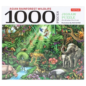 asian rainforest wildlife - 1000 piece jigsaw puzzle: finished size 29 in x 20 inch (73.7 x 50.8 cm)
