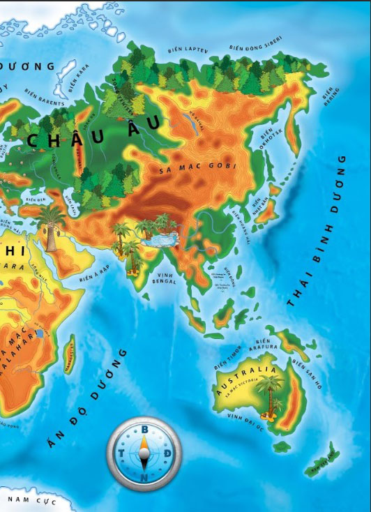 Atlas cho tre em - Hon 100 Sticker va ban do dia hinh sieu lon