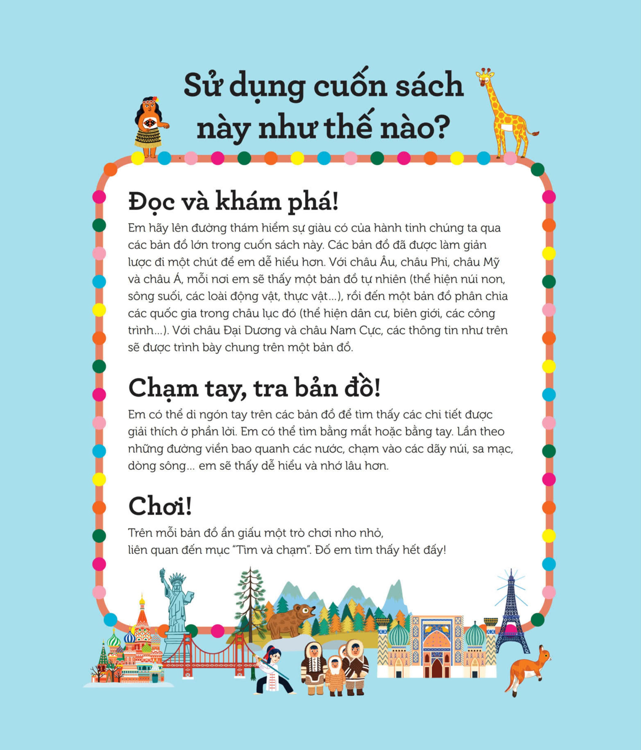 atlas thế giới - tập bản đồ tương tác - ngắm lục địa - chạm núi sông - nhớ địa danh - bài cứng