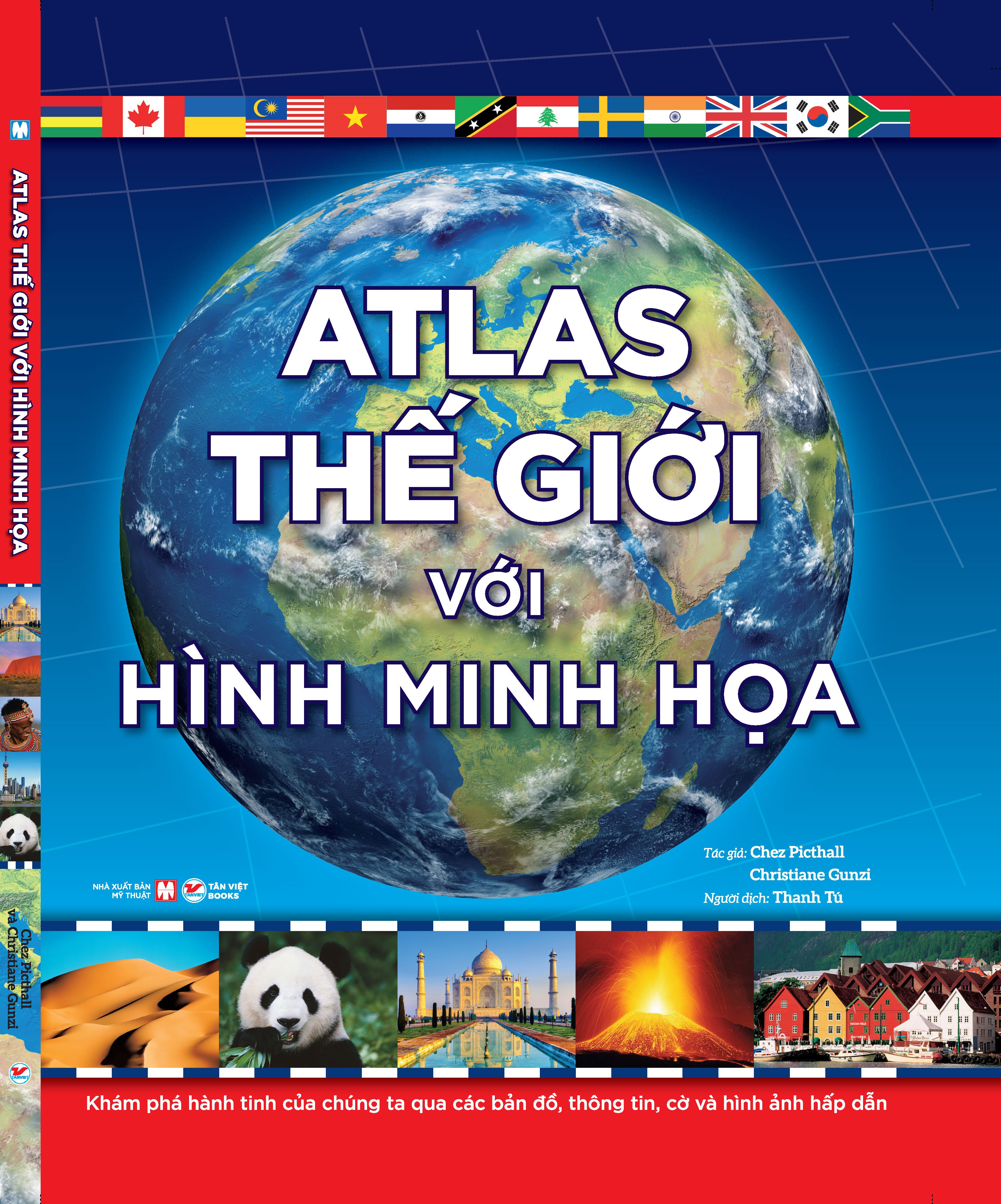 atlas thế giới với hình minh họa