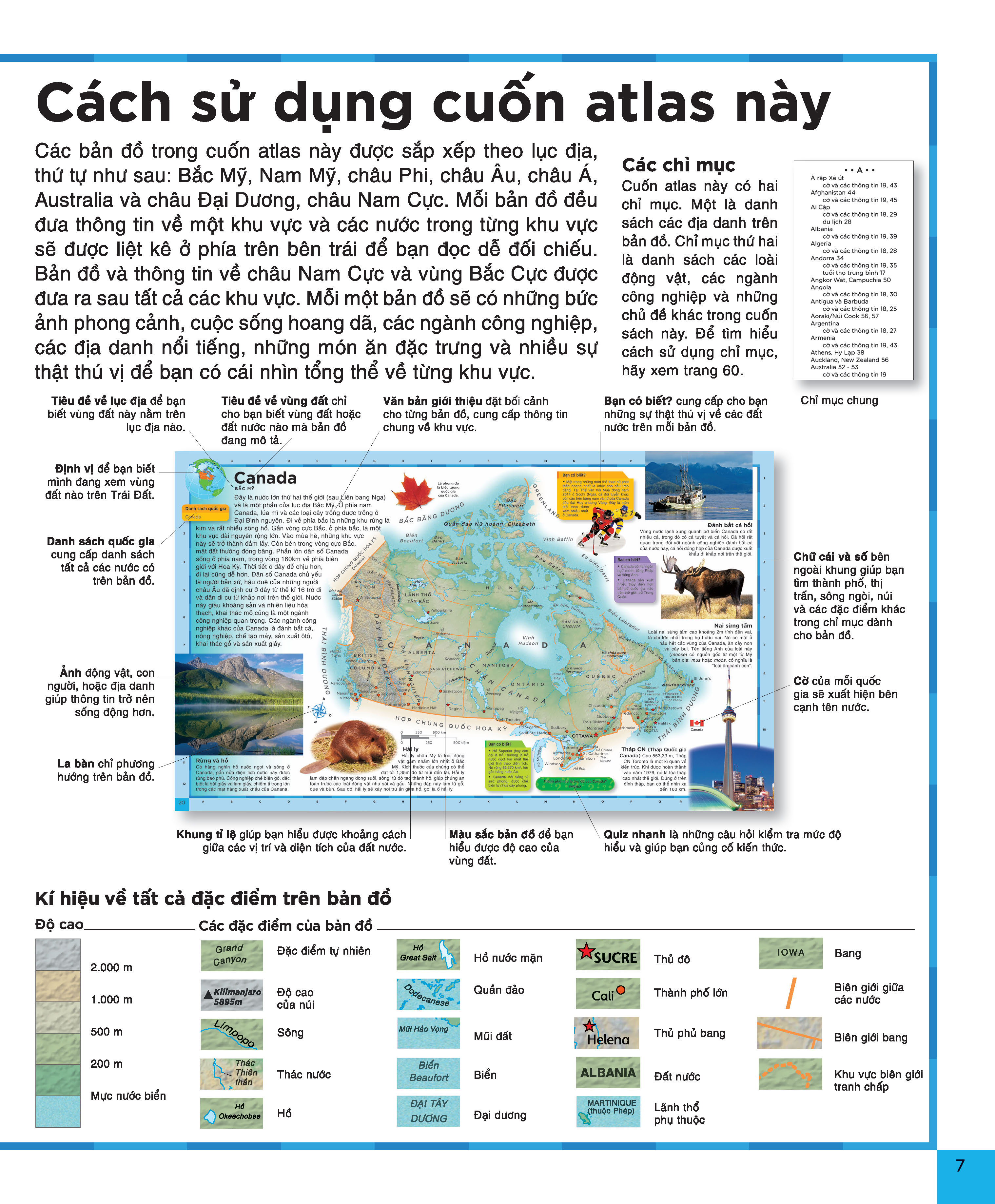 atlas thế giới với hình minh họa