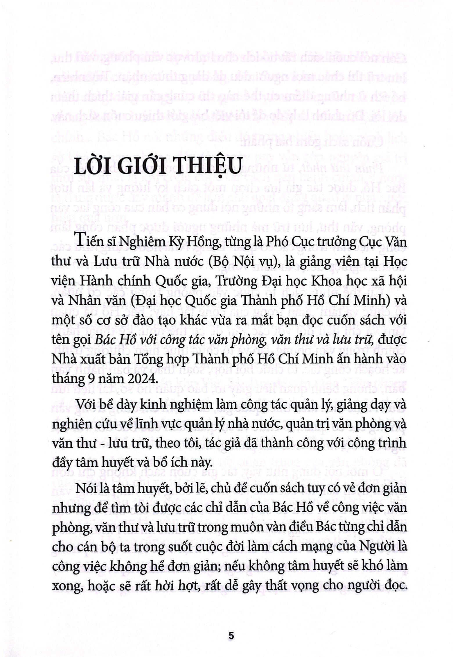 bác hồ với công tác văn phòng, văn thư và lưu trữ