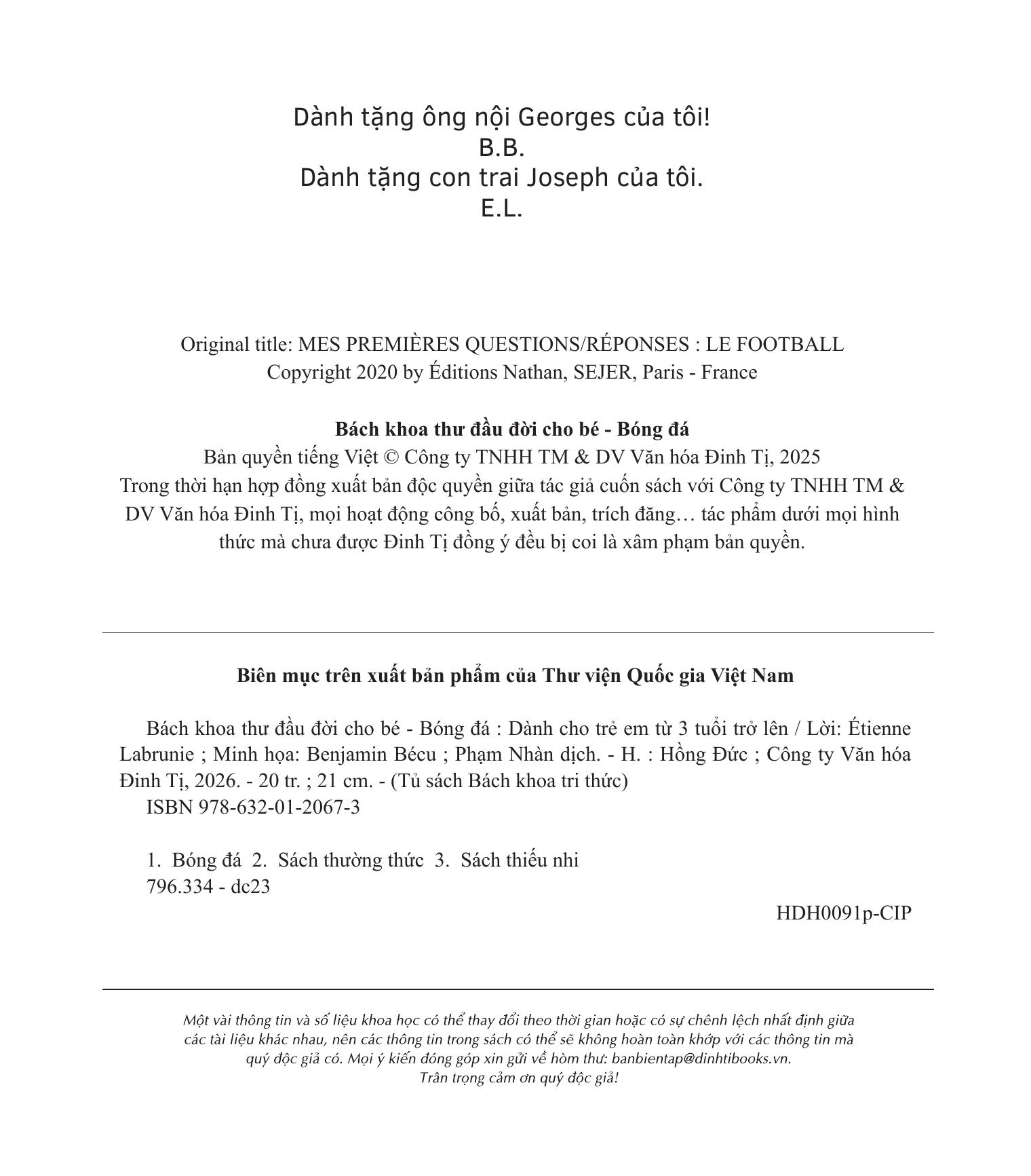 Bách Khoa Thư Đầu Đời Cho Bé - Bóng Đá