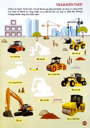 bách khoa toàn thư về các loại ô tô - 1000 miếng dán hình thông minh - xe công trình (tái bản 2023)