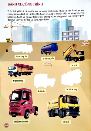 bách khoa toàn thư về các loại ô tô - 1000 miếng dán hình thông minh - xe công trình (tái bản 2023)