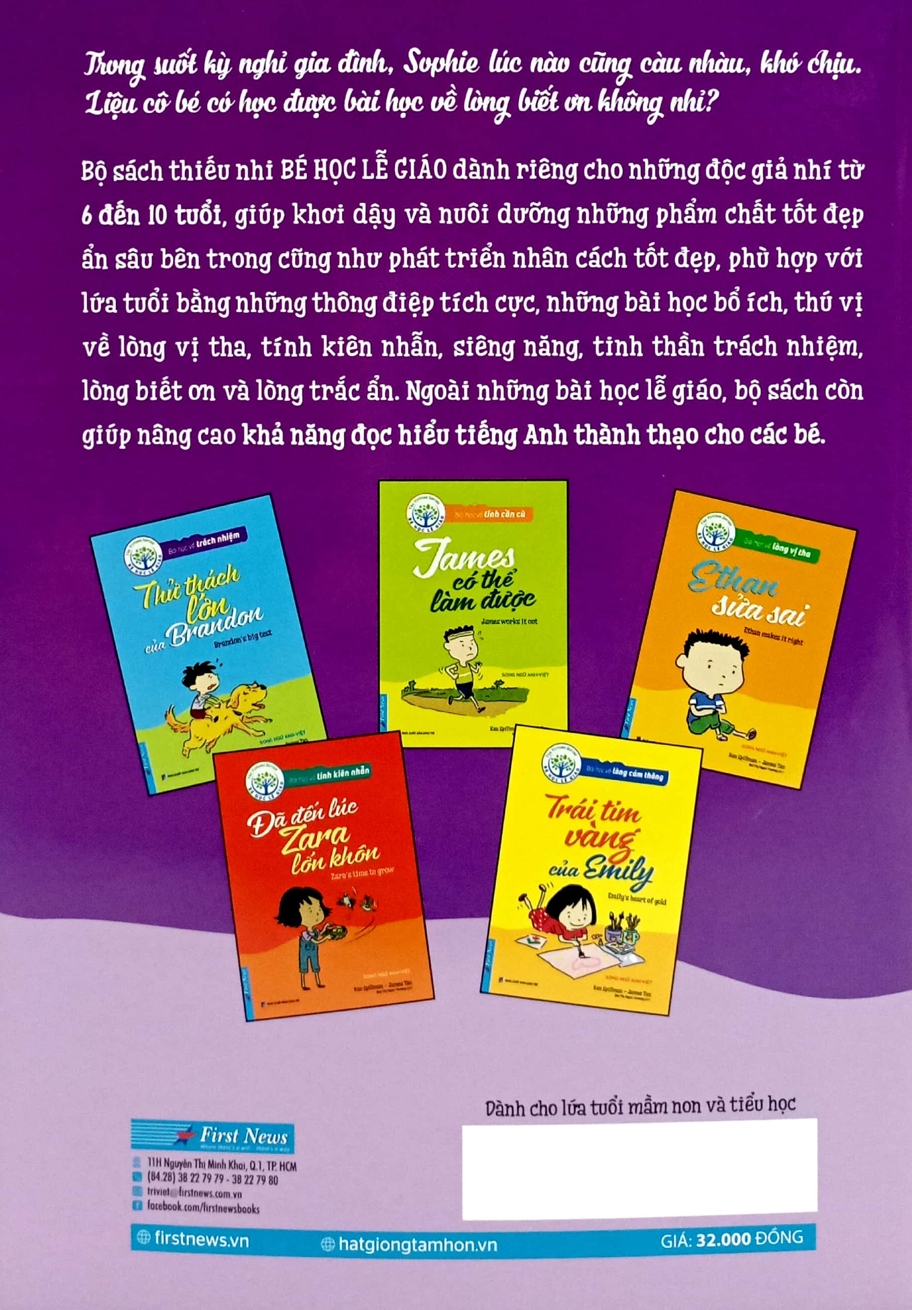 bài học về lòng biết ơn - khoảnh khắc thật lòng của sophie (song ngữ anh - việt) (tái bản 2024)