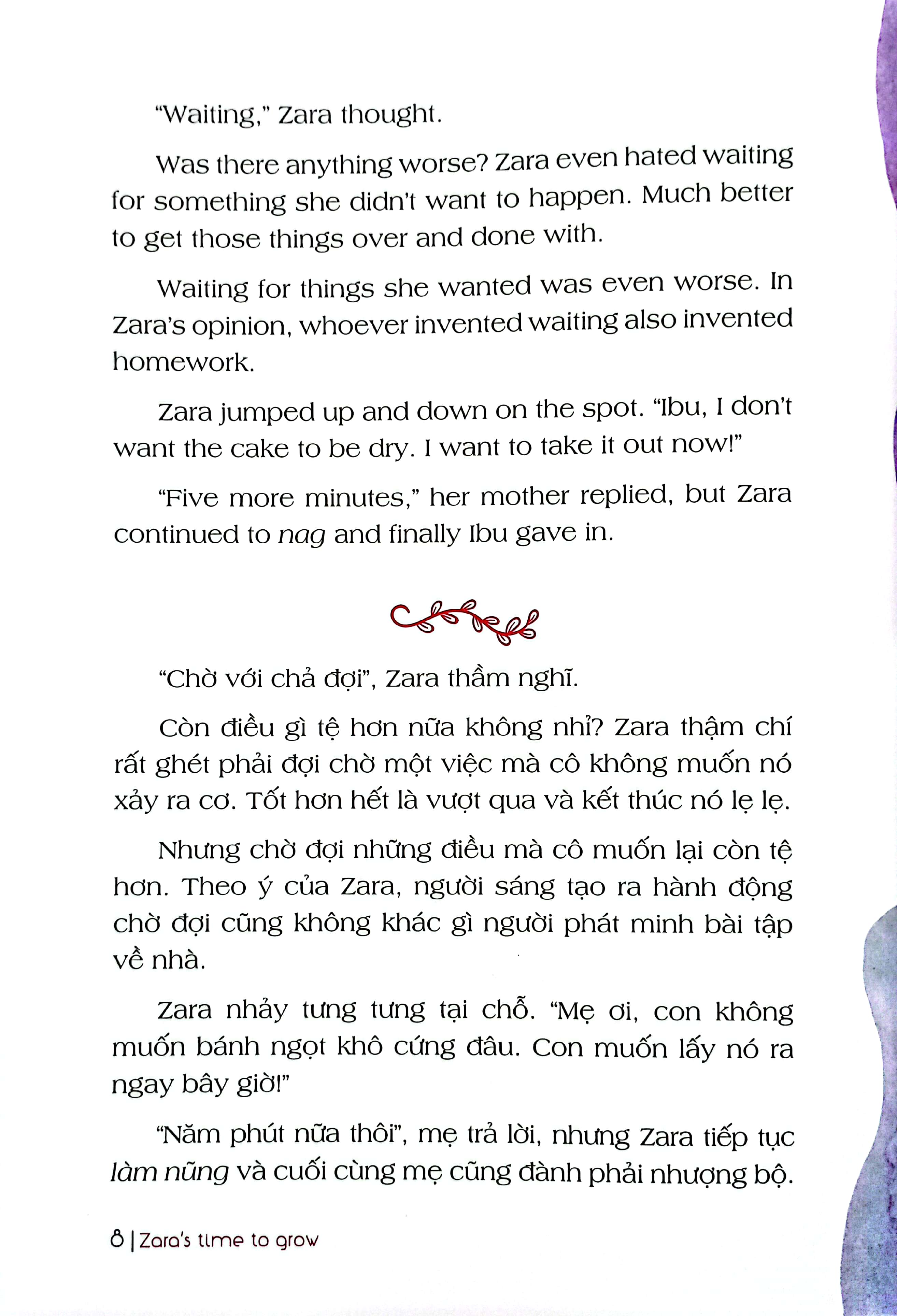 bài học về tính kiên nhẫn - đã đến lúc zara lớn khôn (song ngữ anh - việt) (tái bản 2024)