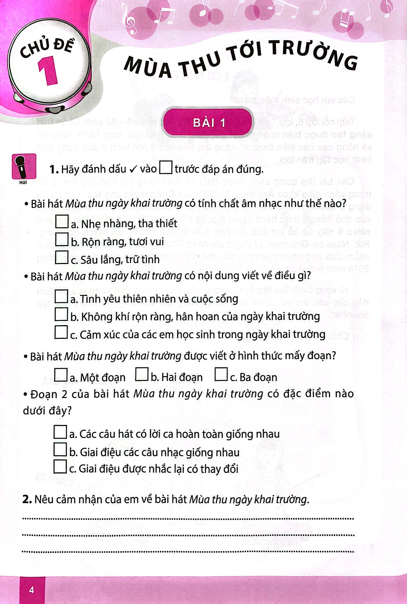 bài tập âm nhạc 9 (chân trời) (chuẩn)