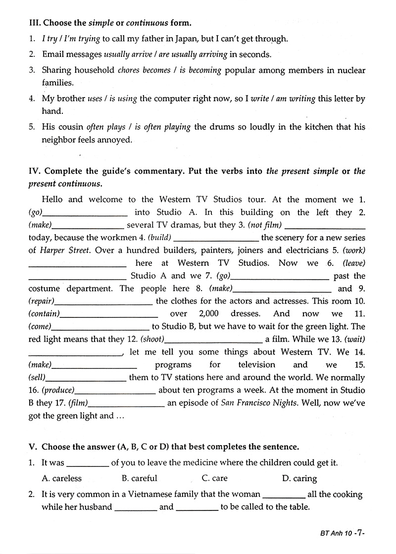 bài tập bỗ trợ & phát triển kĩ năng tiếng anh 10