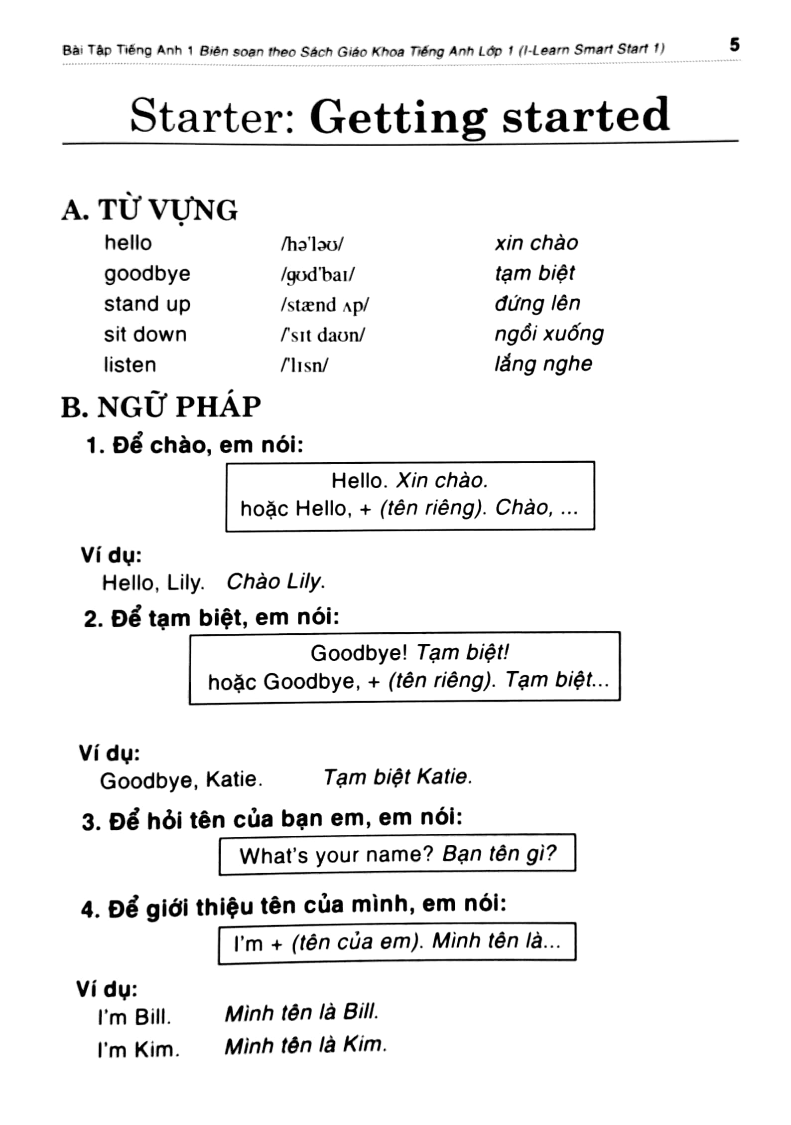 bài tập bổ trợ smart start - tiếng anh 1 - biên soạn theo giáo trình i-learn smart start