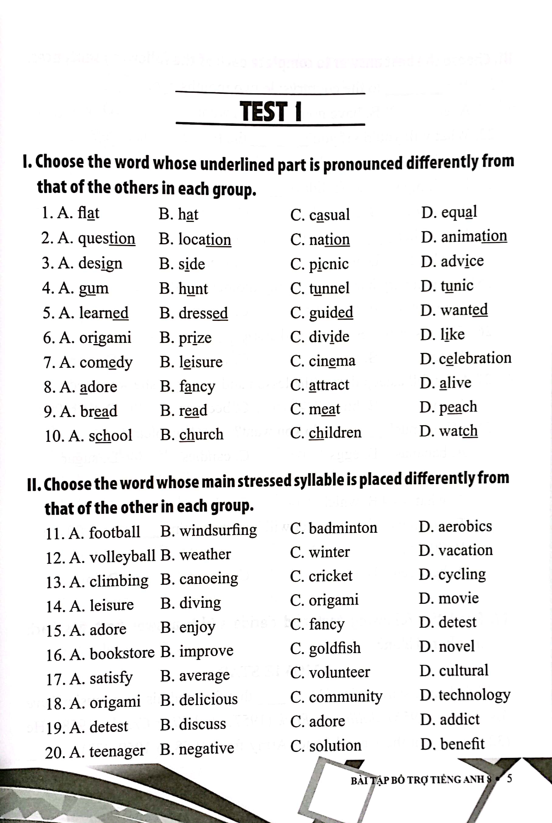 bài tập bổ trợ tiếng anh 8 (theo chương trình gdpt mới)