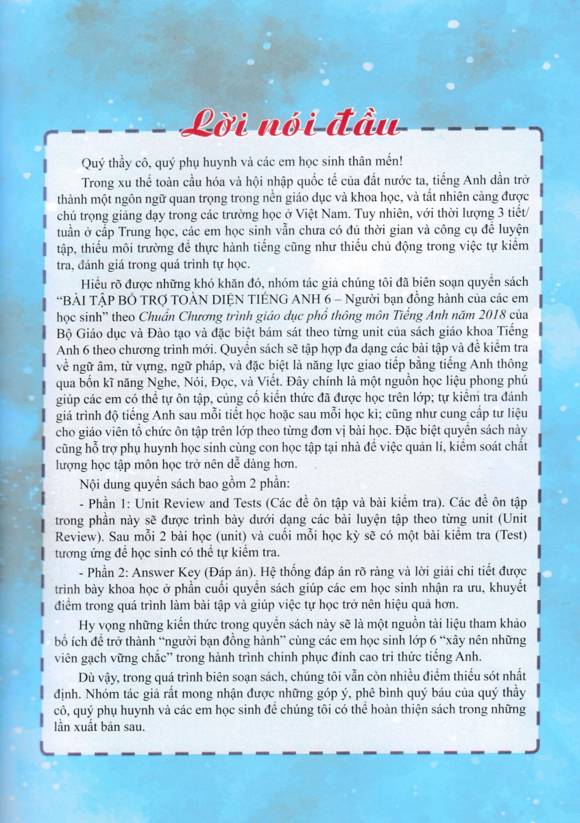 bài tập bổ trợ toàn diện tiếng anh 6