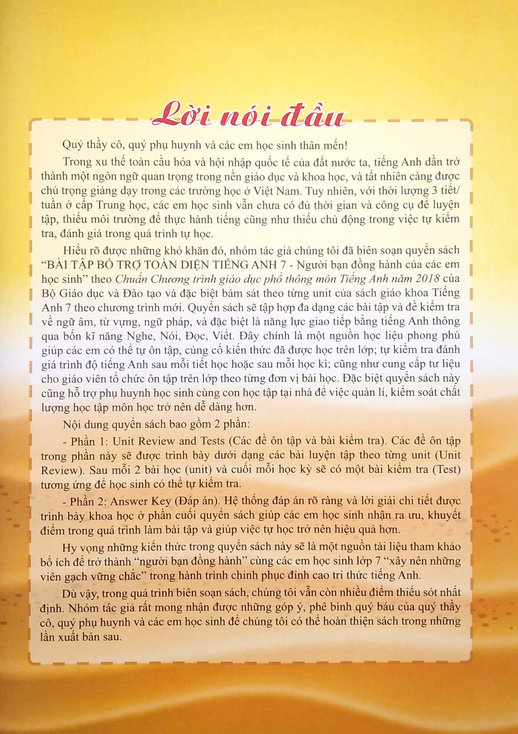 bài tập bỗ trợ toàn diện tiếng anh 7 (người bạn đồng hành của các em học sinh)