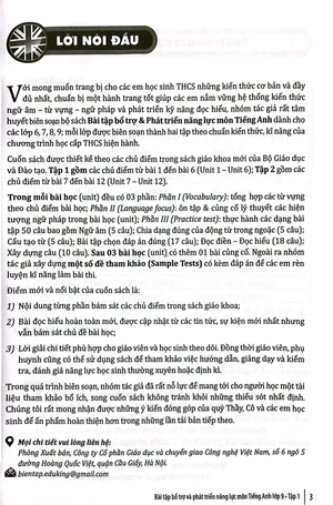 bài tập bổ trợ và phát triển năng lực môn tiếng anh lớp 9 - tập 1