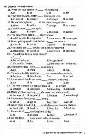 bài tập bổ trợ và phát triển năng lực môn tiếng anh lớp 9 - tập 1