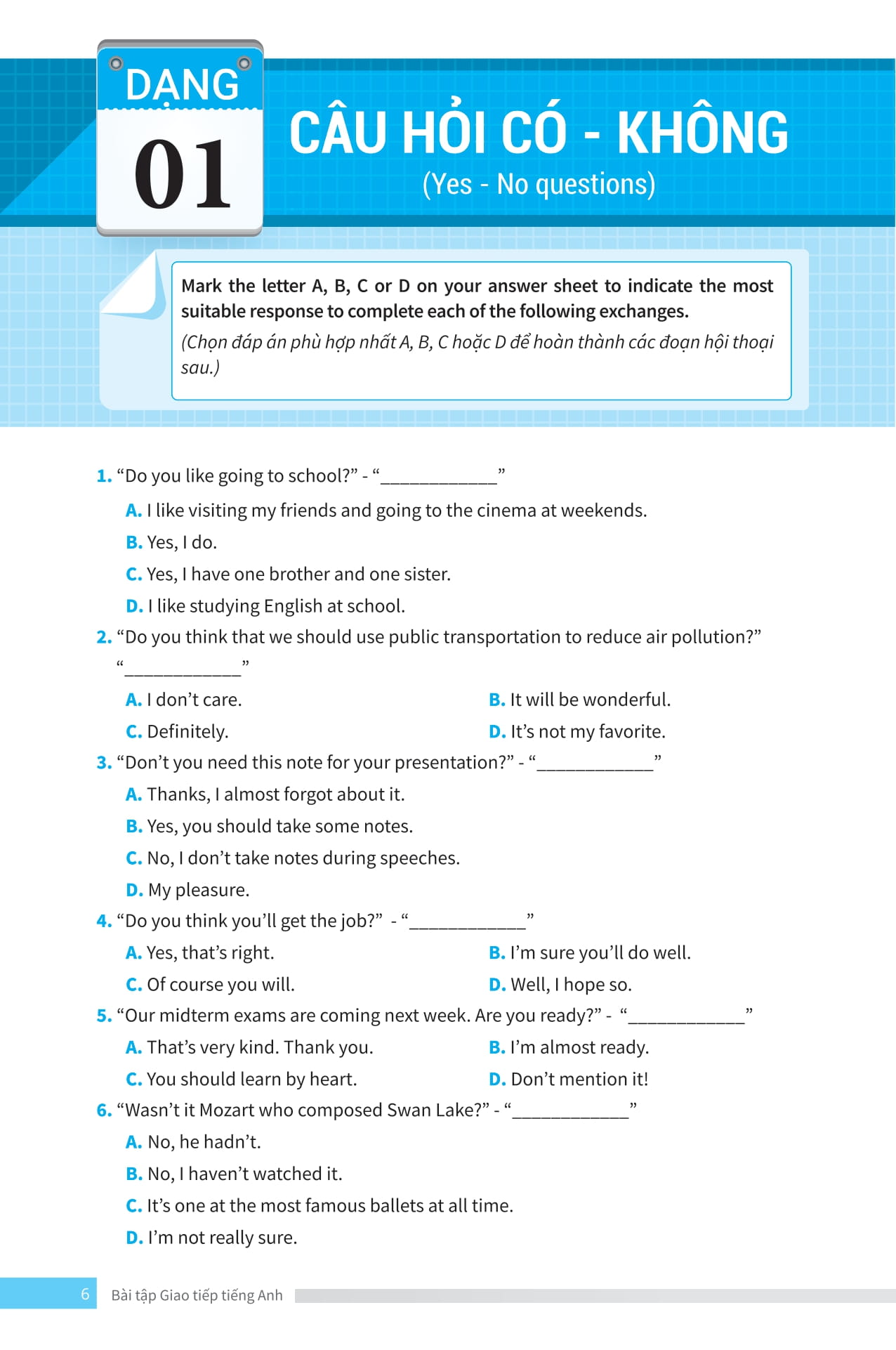 bài tập giao tiếp tiếng anh - ôn thi vào lớp 10 và 10 chuyên