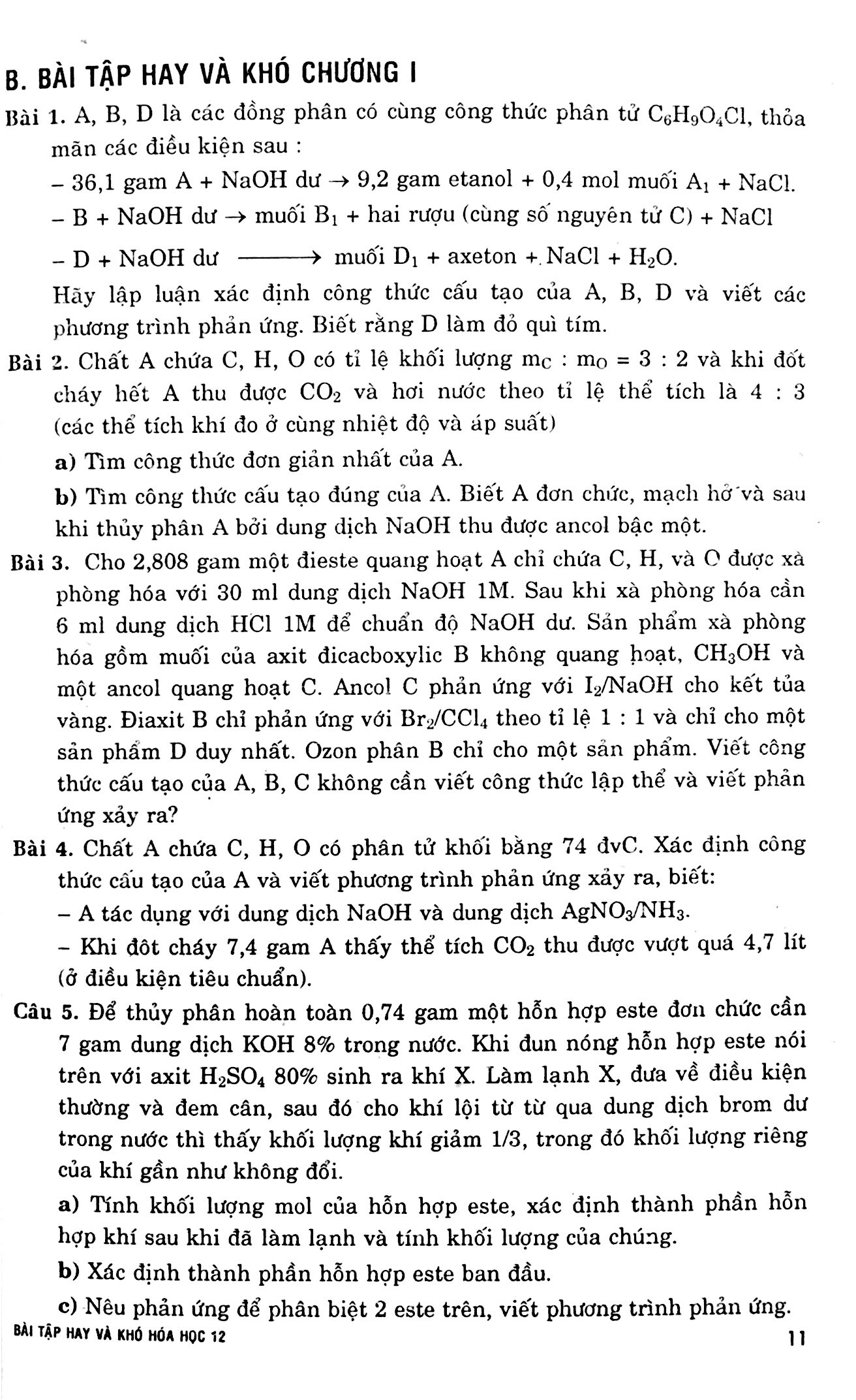 bài tập hay & khó hóa học lớp 12