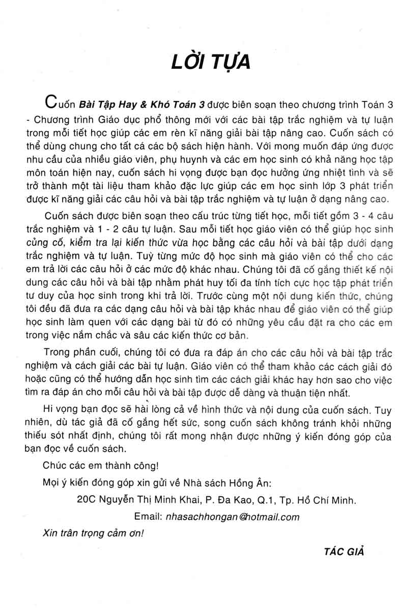 bài tập hay và khó toán 3 - tập 1 (biên soạn theo chương trình giáo dục phổ thông mới - dùng chung cho các bộ sgk hiện hành)