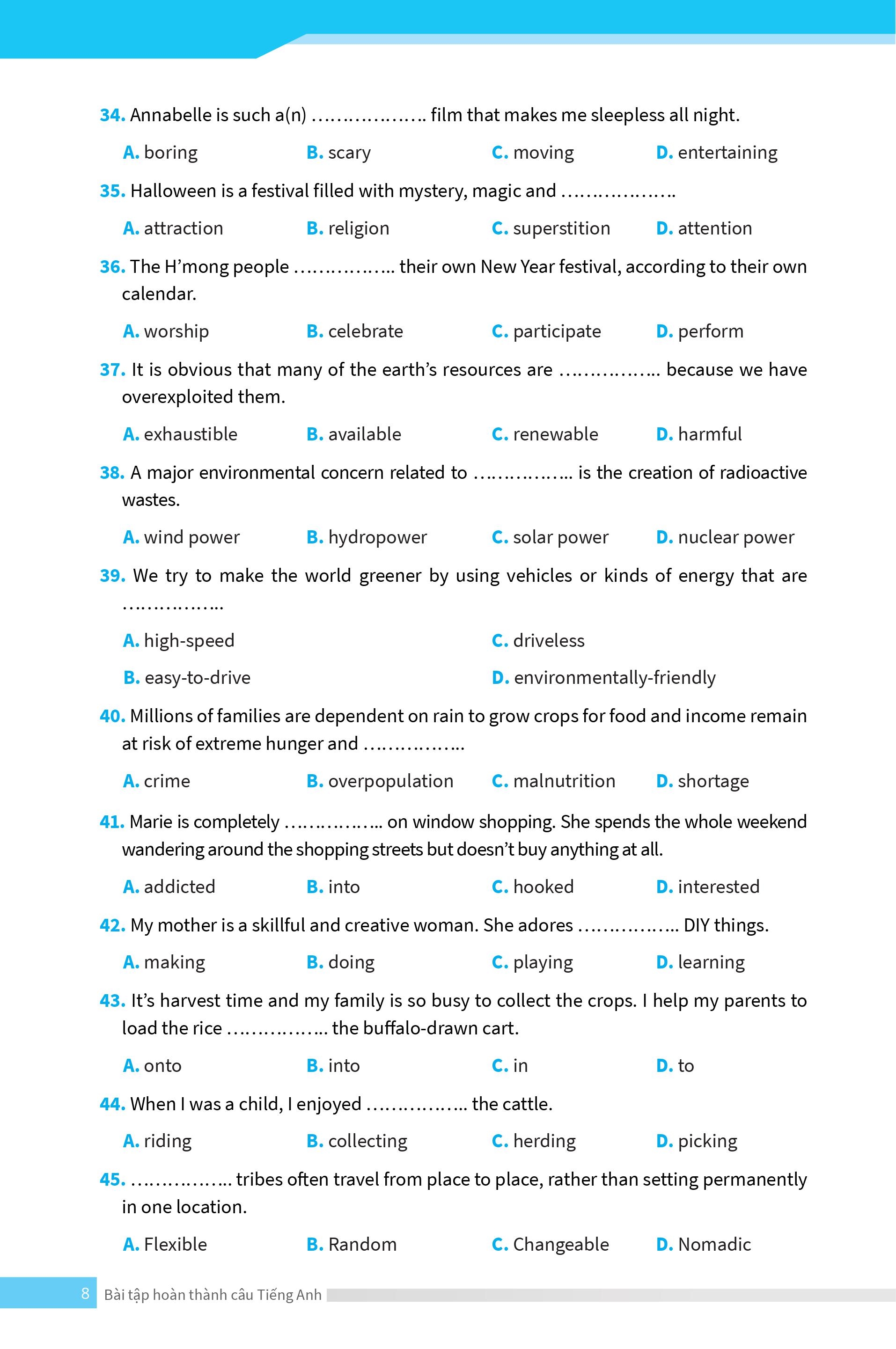 bài tập hoàn thành câu tiếng anh ( ôn thi vào lớp 10 và 10 chuyên )