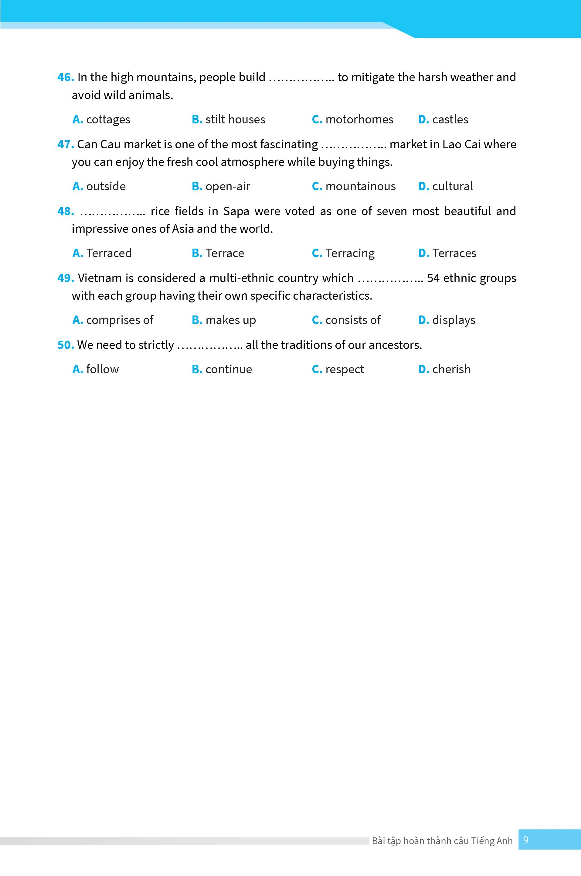 bài tập hoàn thành câu tiếng anh ( ôn thi vào lớp 10 và 10 chuyên )