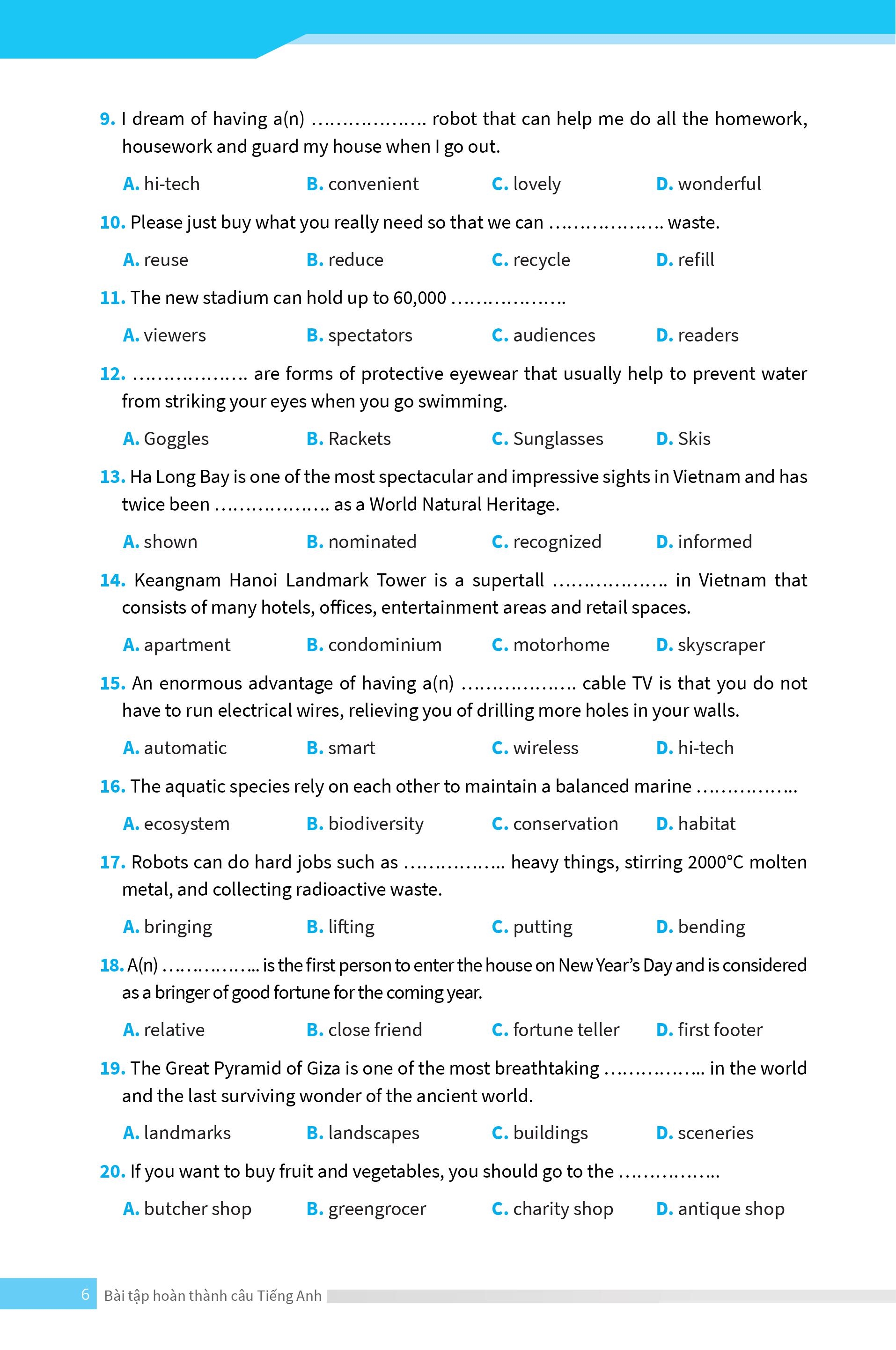 bài tập hoàn thành câu tiếng anh ( ôn thi vào lớp 10 và 10 chuyên )