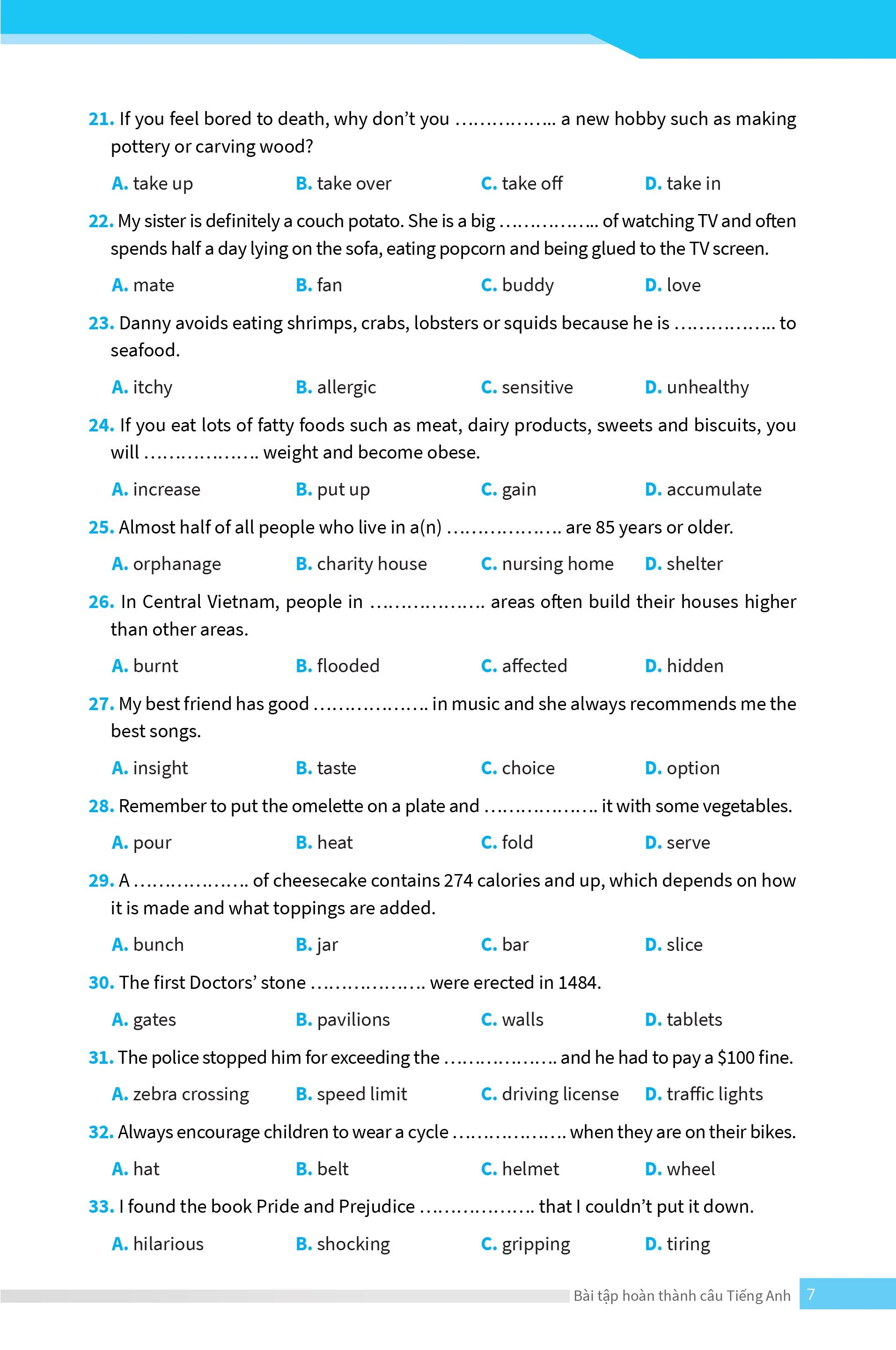 bài tập hoàn thành câu tiếng anh ( ôn thi vào lớp 10 và 10 chuyên )