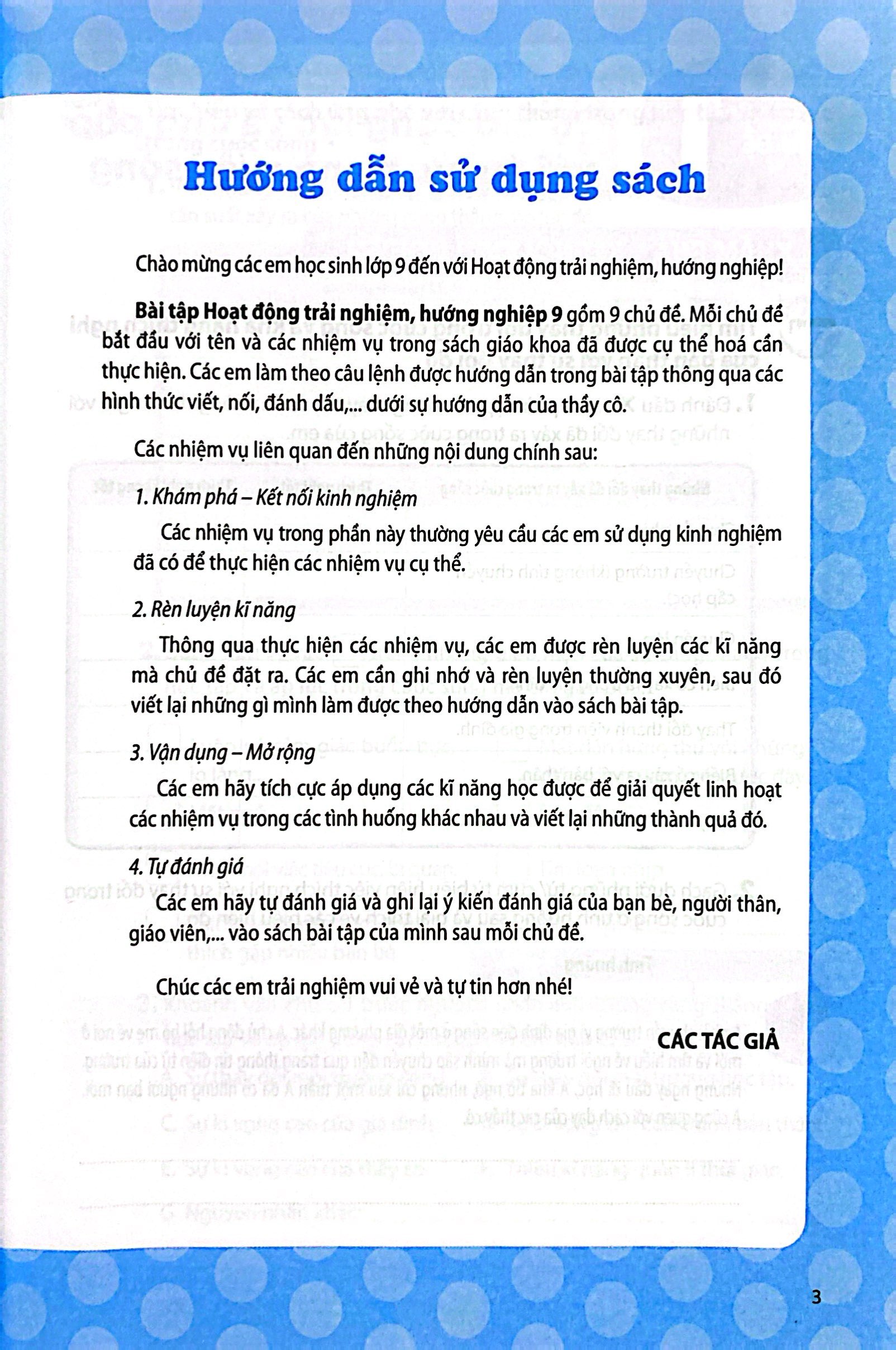 bài tập hoạt động trải nghiệm, hướng nghiệp 9 - bản 1 (chân trời) (chuẩn)