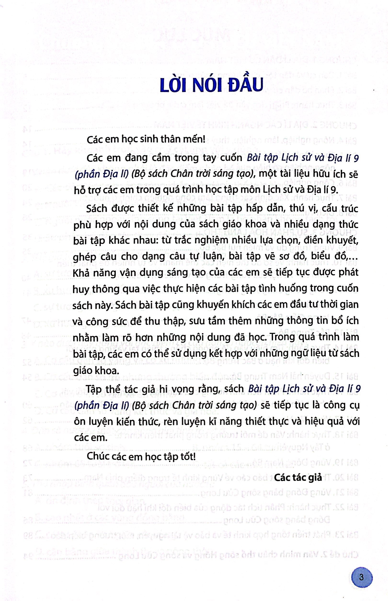 bài tập lịch sử và địa lí 9 - phần địa lí (chân trời) (chuẩn)