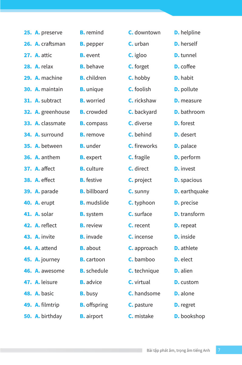 bài tập phát âm trọng âm tiếng anh - ôn thi vào lớp 10 và 10 chuyên