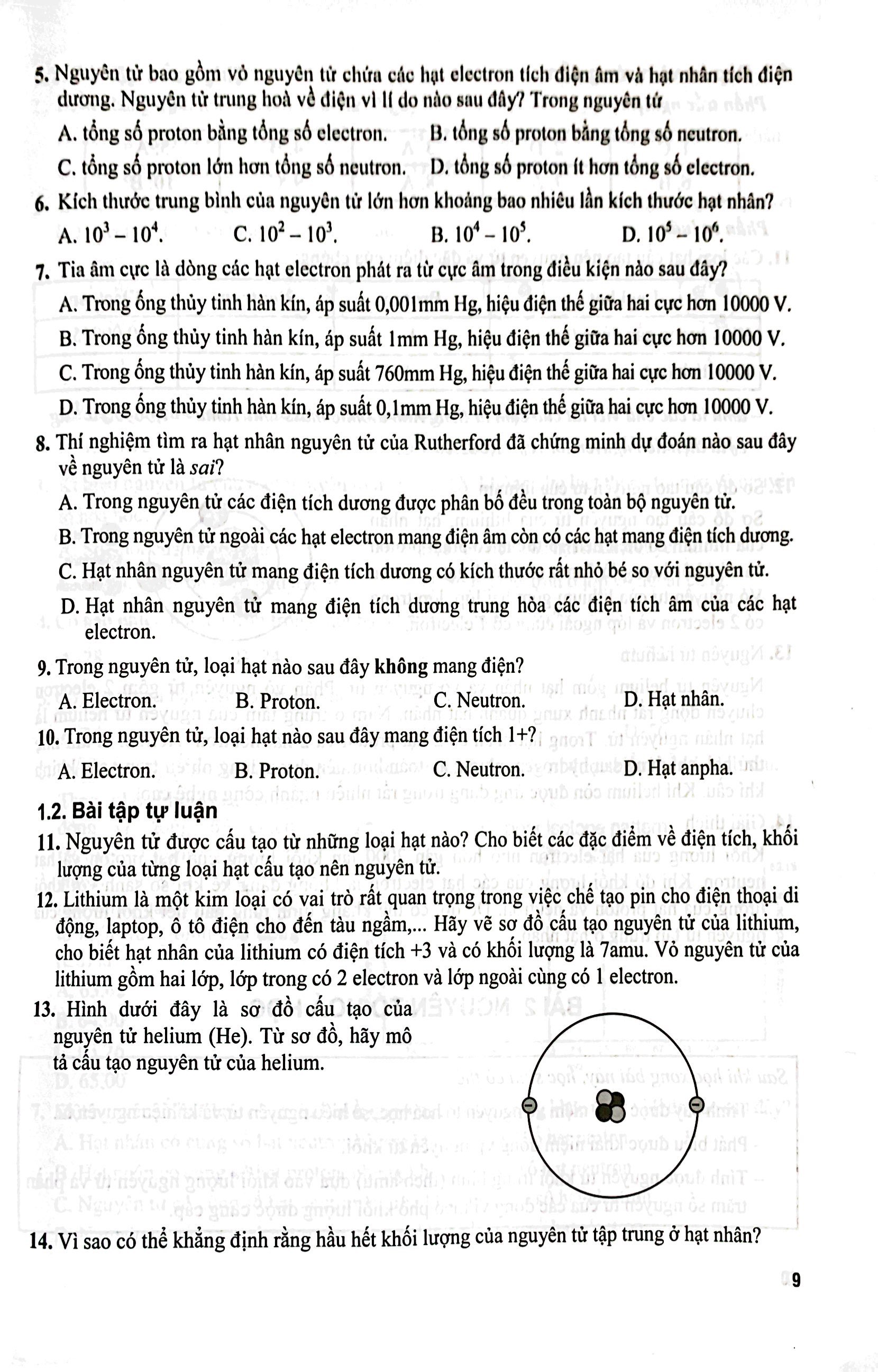 bài tập phát triển năng lực hóa học 10