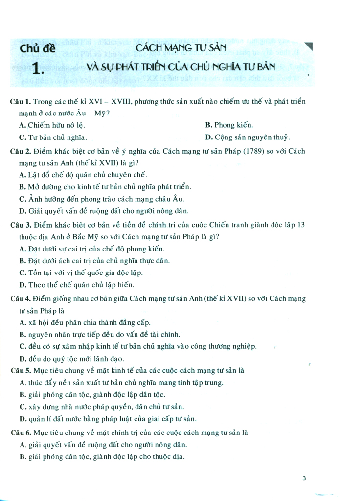 bài tập phát triển năng lực lịch sử 11